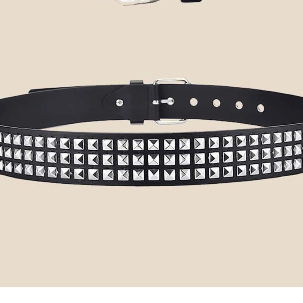 PU Black Studded Belt - Picture 4 of 10